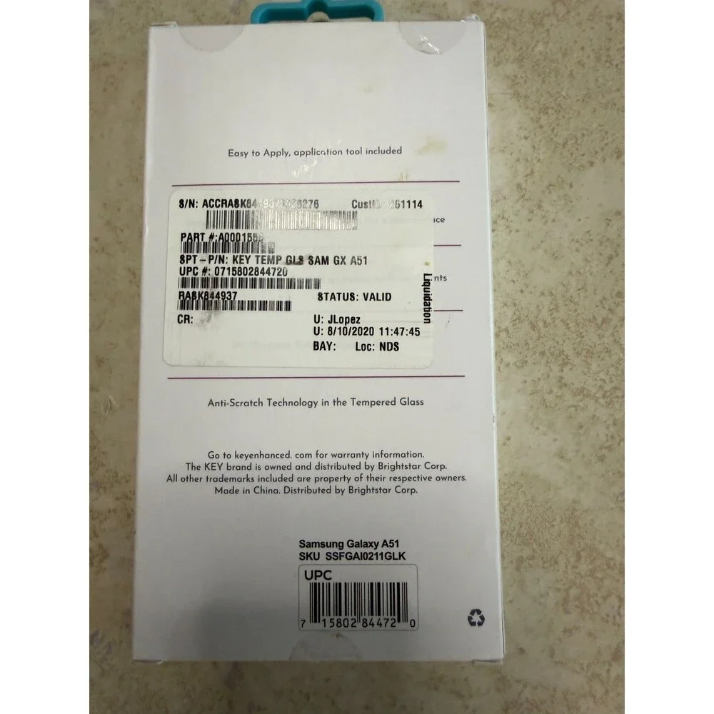 KEY Tempered Glass Screen Protector for Samsung Galaxy A51 Antimicrobial NEW